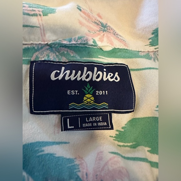 Chubbies Shirt Men's Sz Large Tropical Palm Short Sleeve Casual Lightweight - Picture 8 of 12